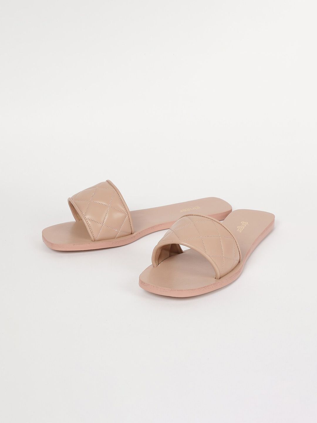 Ginger by Lifestyle Women Pink Solid PU Open Toe Flats