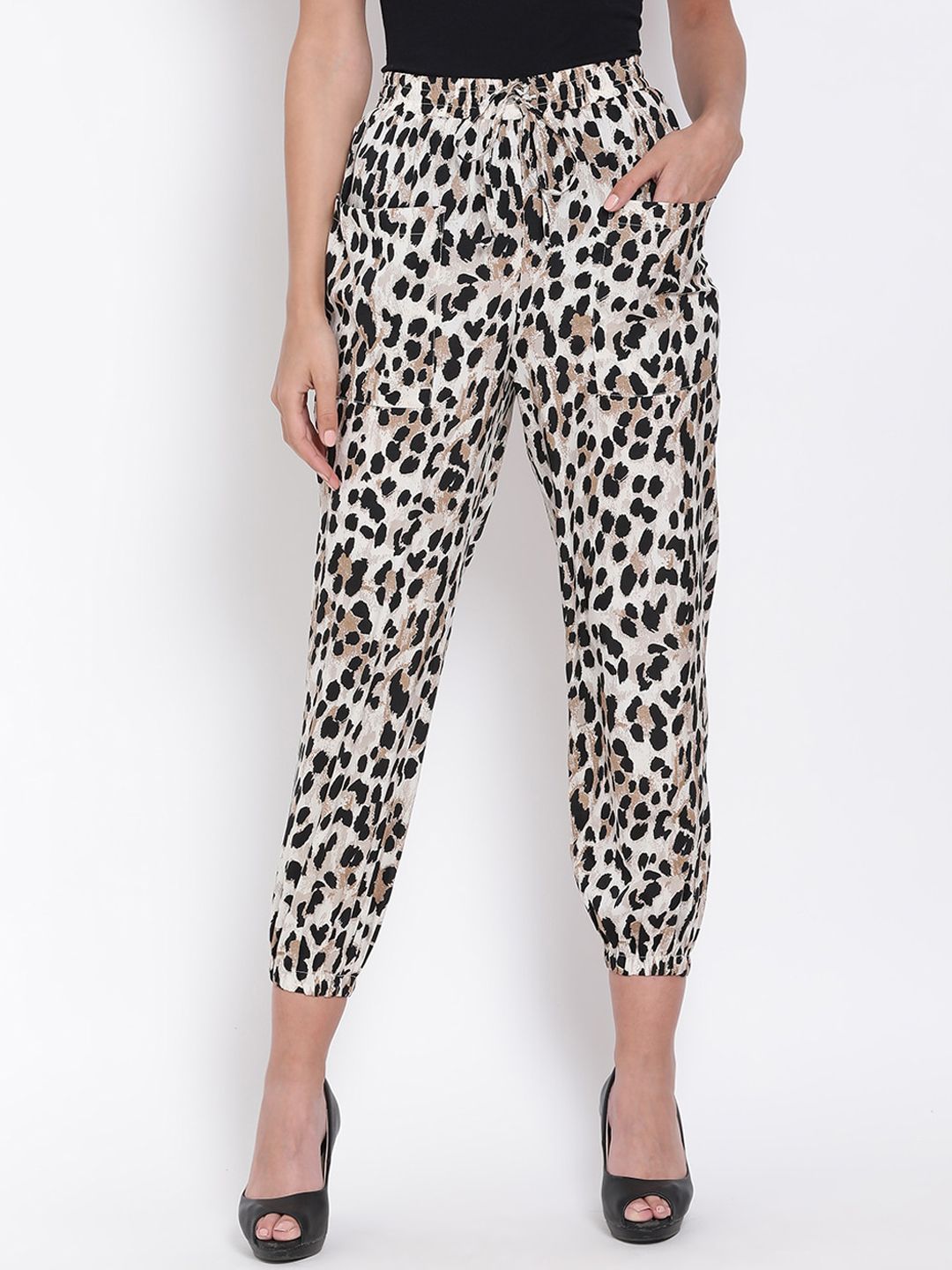 Oxolloxo Women Multicoloured Regular Fit Animal Printed Regular Trousers Price in India