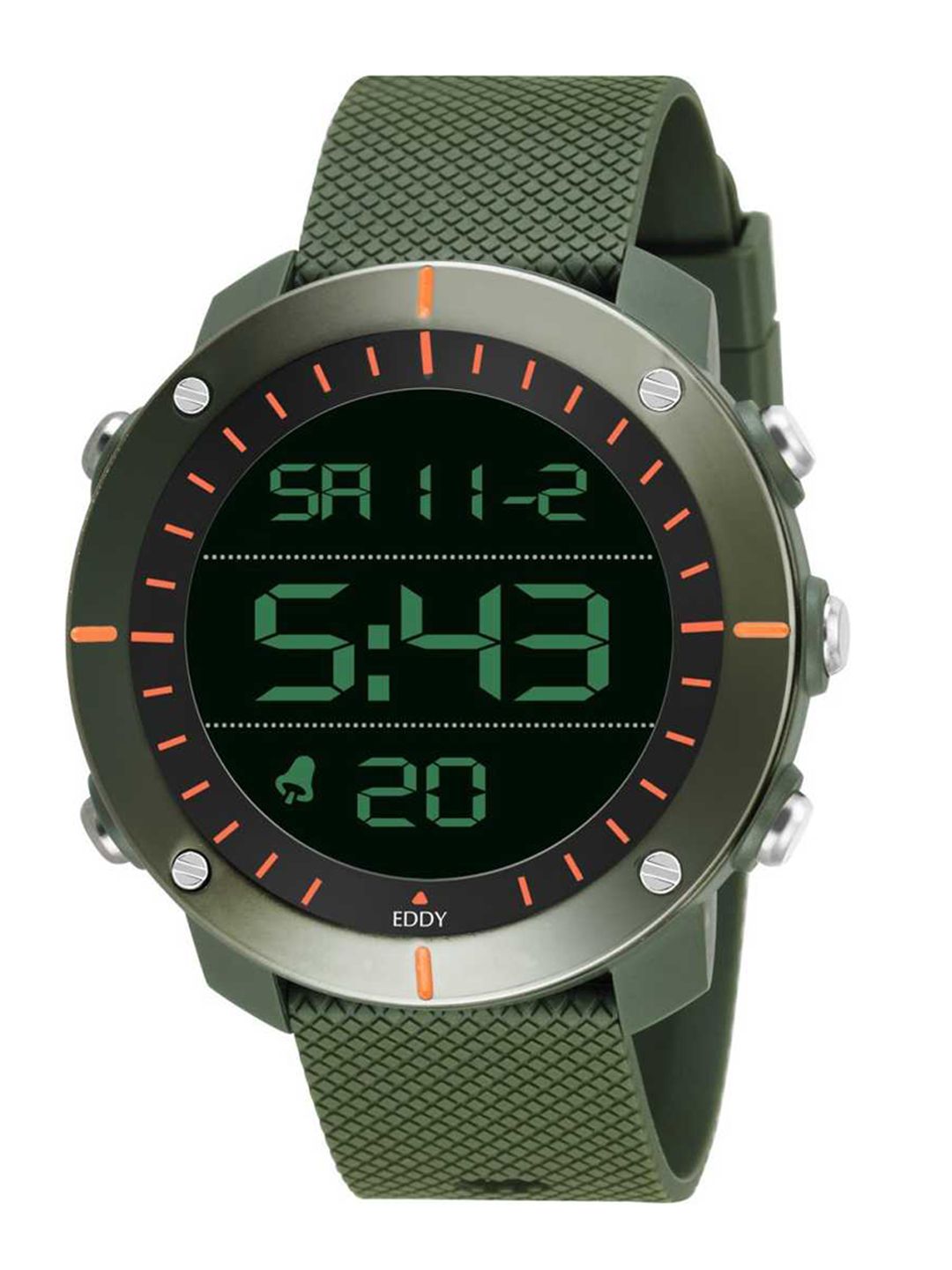 EDDY HAGER Men Olive Green & Black Digital Watch