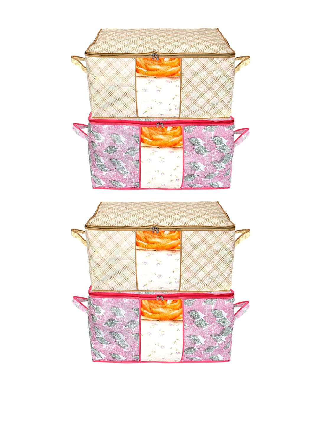 Kuber Industries Set Of 4 Metallic Printed Saree Organisers Price in India