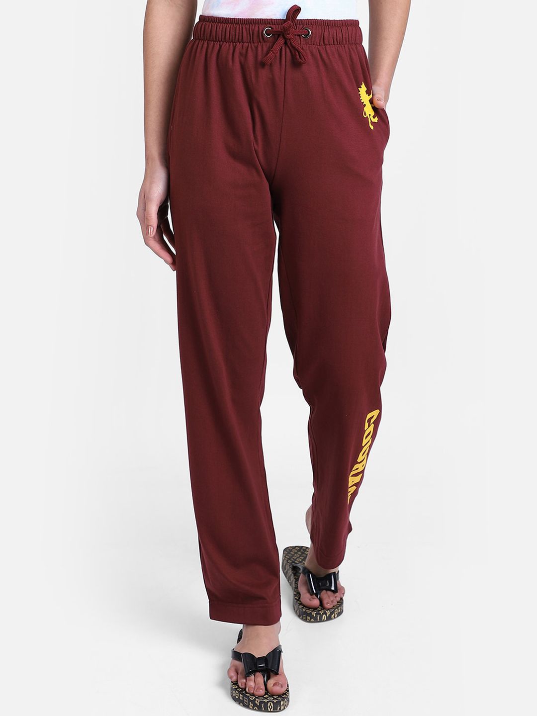 Free Authority Women Maroon & Yellow Harry Potter Printed Lounge Pants Price in India