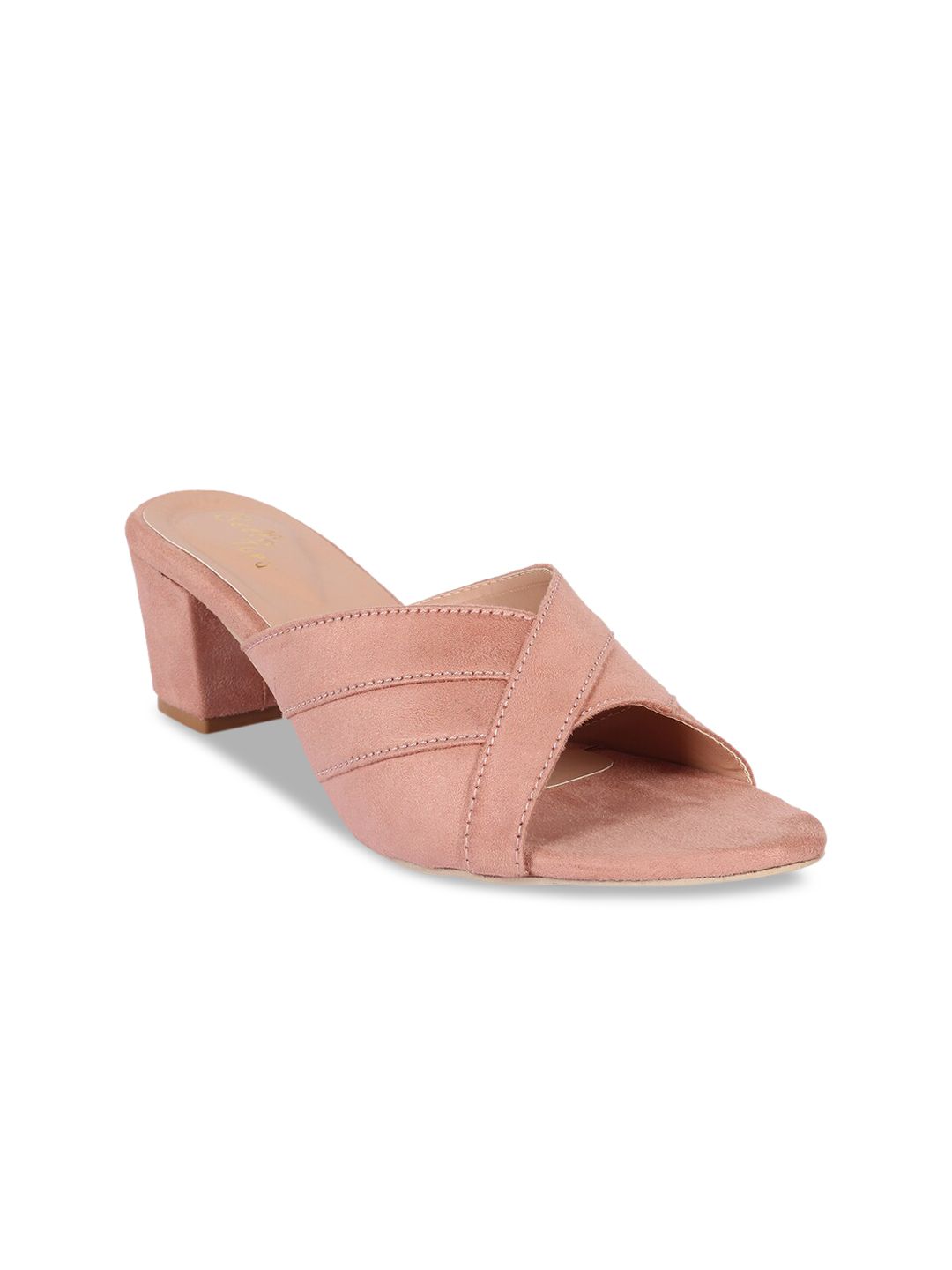 Bella Toes Women Pink Solid Suede Block Heels Price in India