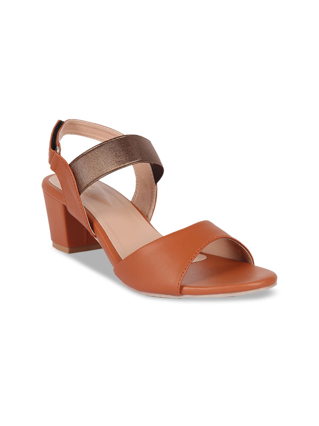 Bella Toes Women Tan Solid Block Heels Price in India