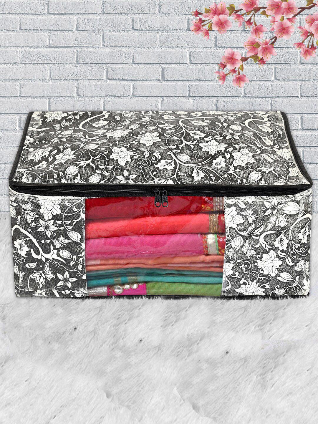 Kuber Industries Set of 6 Metallic Floral Printed Clothes Organisers/Clothes Organiser Price in India