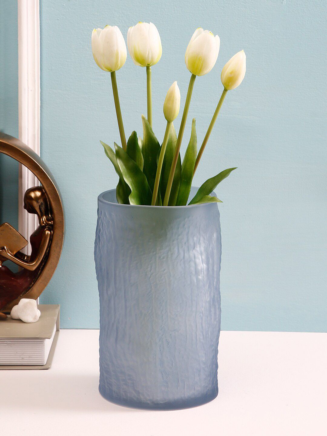 TAYHAA Blue Handcrafted Flower Vase Price in India