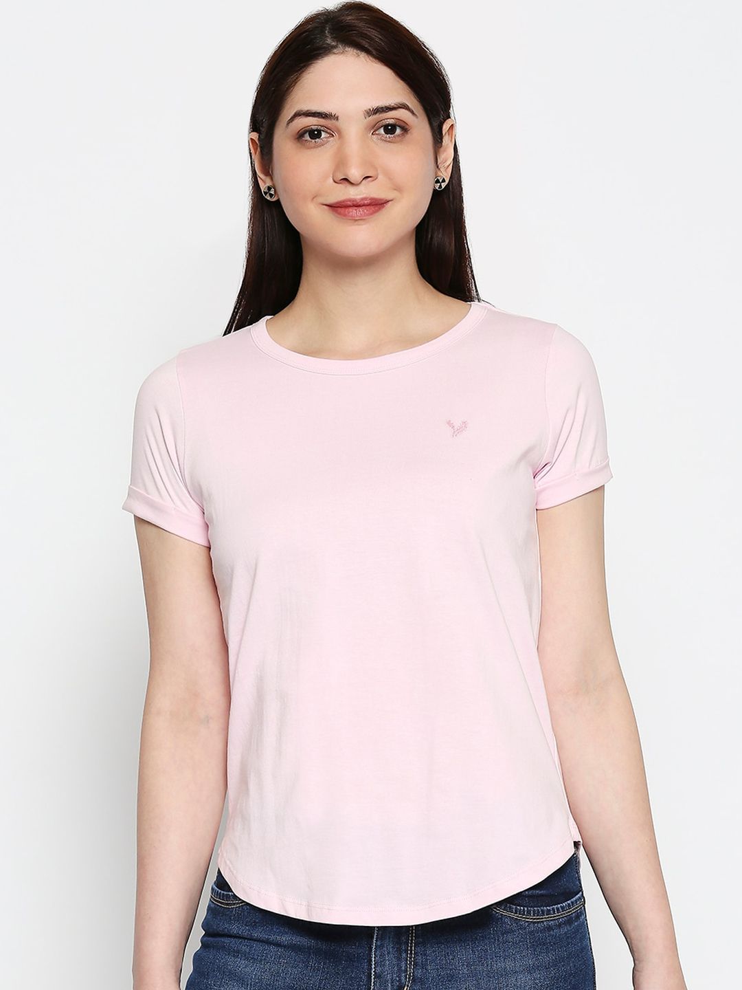 AMMARZO Pink Solid Regular Top