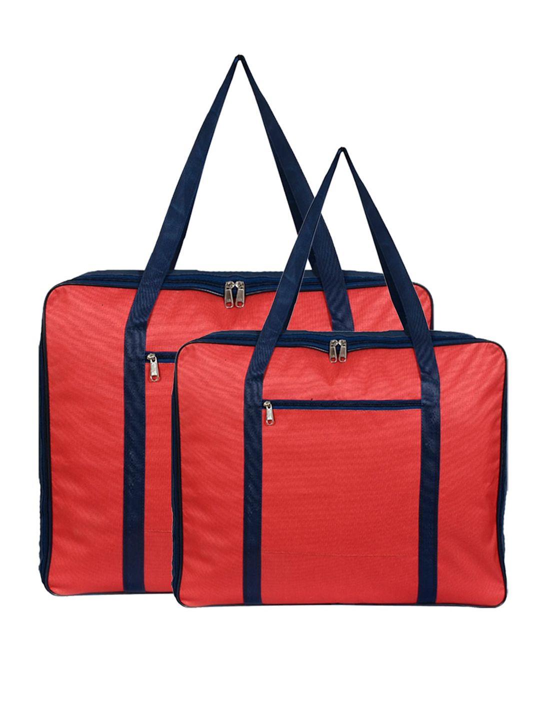 Kuber Industries Set of 2 Red & Navy Blue Solid Foldable Underbed Storage Organisers Price in India