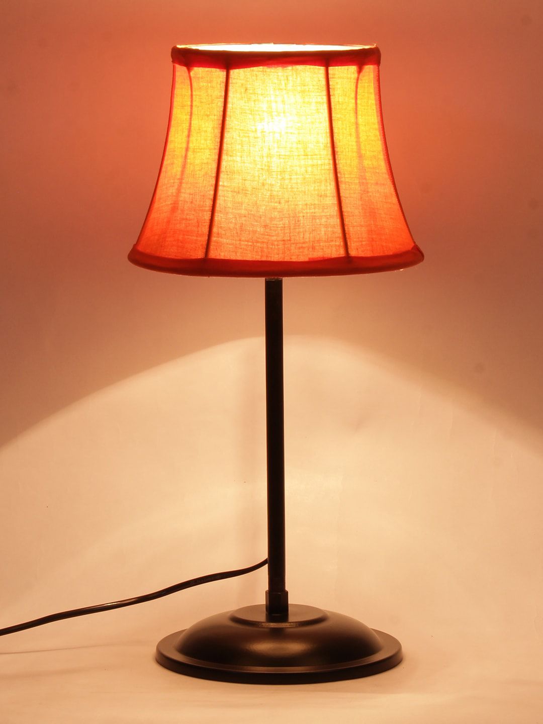 Devansh Orange & Black Solid Traditional Buffet Table Lamp with Shade Price in India