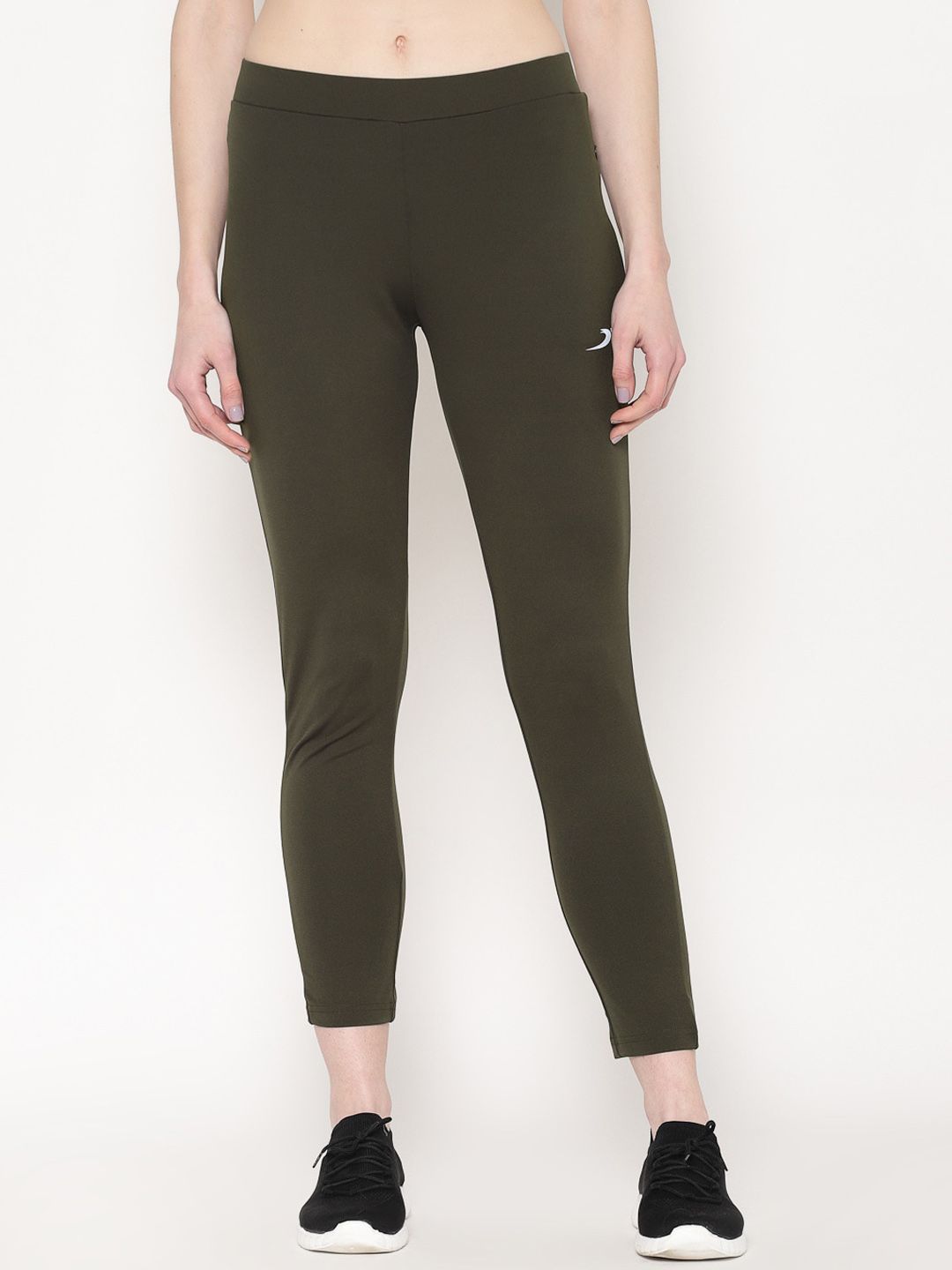 SAPPER Women Olive Green Solid Slim-Fit Track Pants Price in India