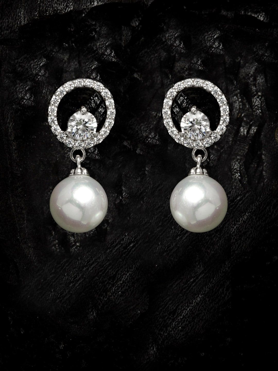 Clara Silver-Toned Contemporary Drop Earrings Price in India