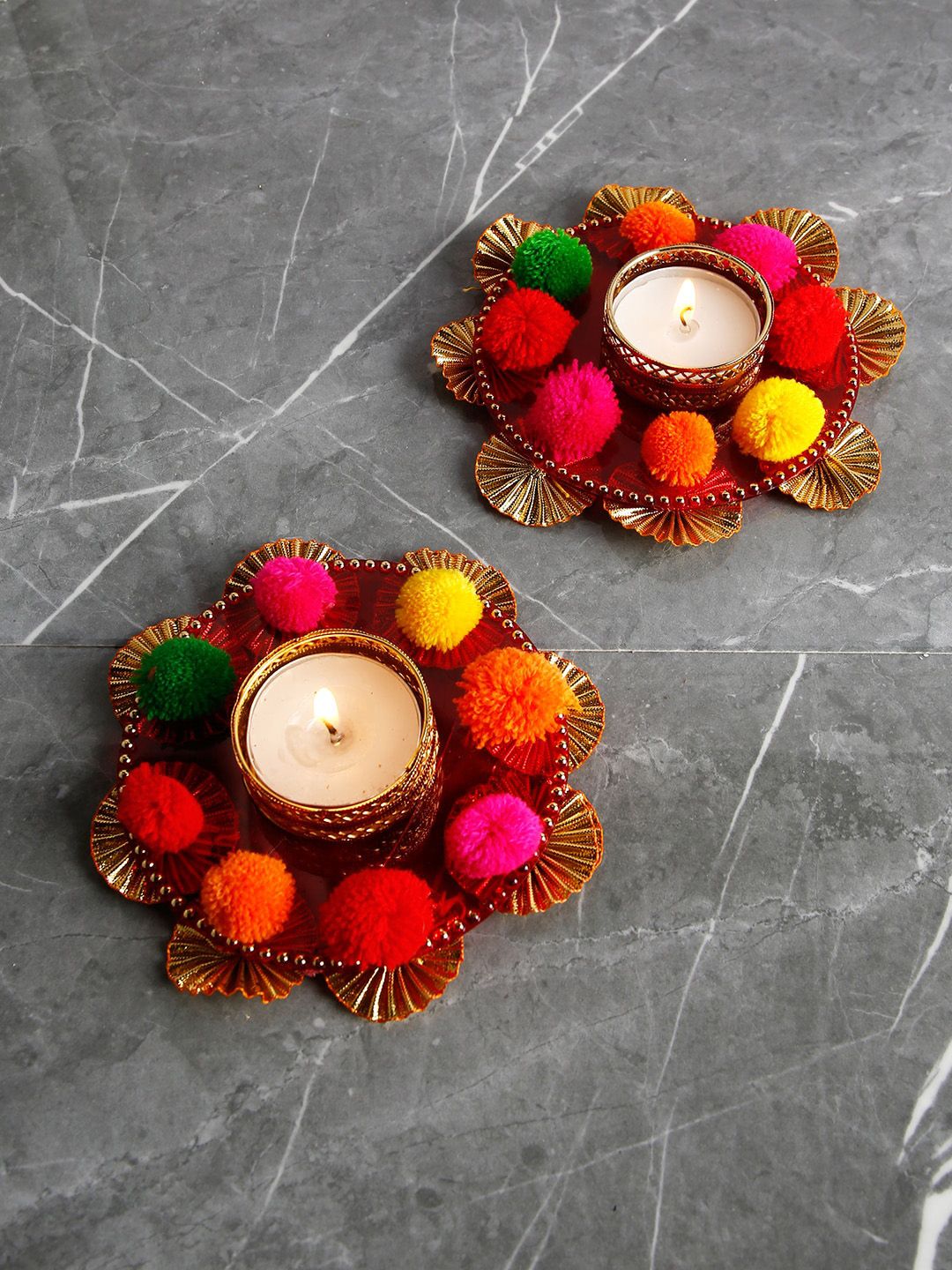 CraftVatika Set Of 2 Assorted Tealight Holder Showpiece Price in India