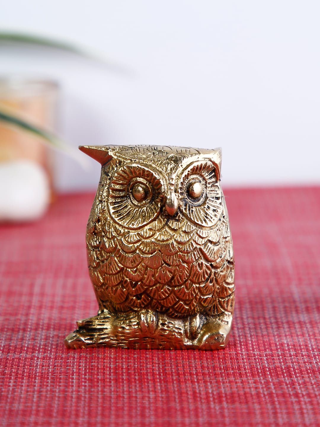 CraftVatika Gold-Toned Owl Bird Decorative Showpiece Price in India