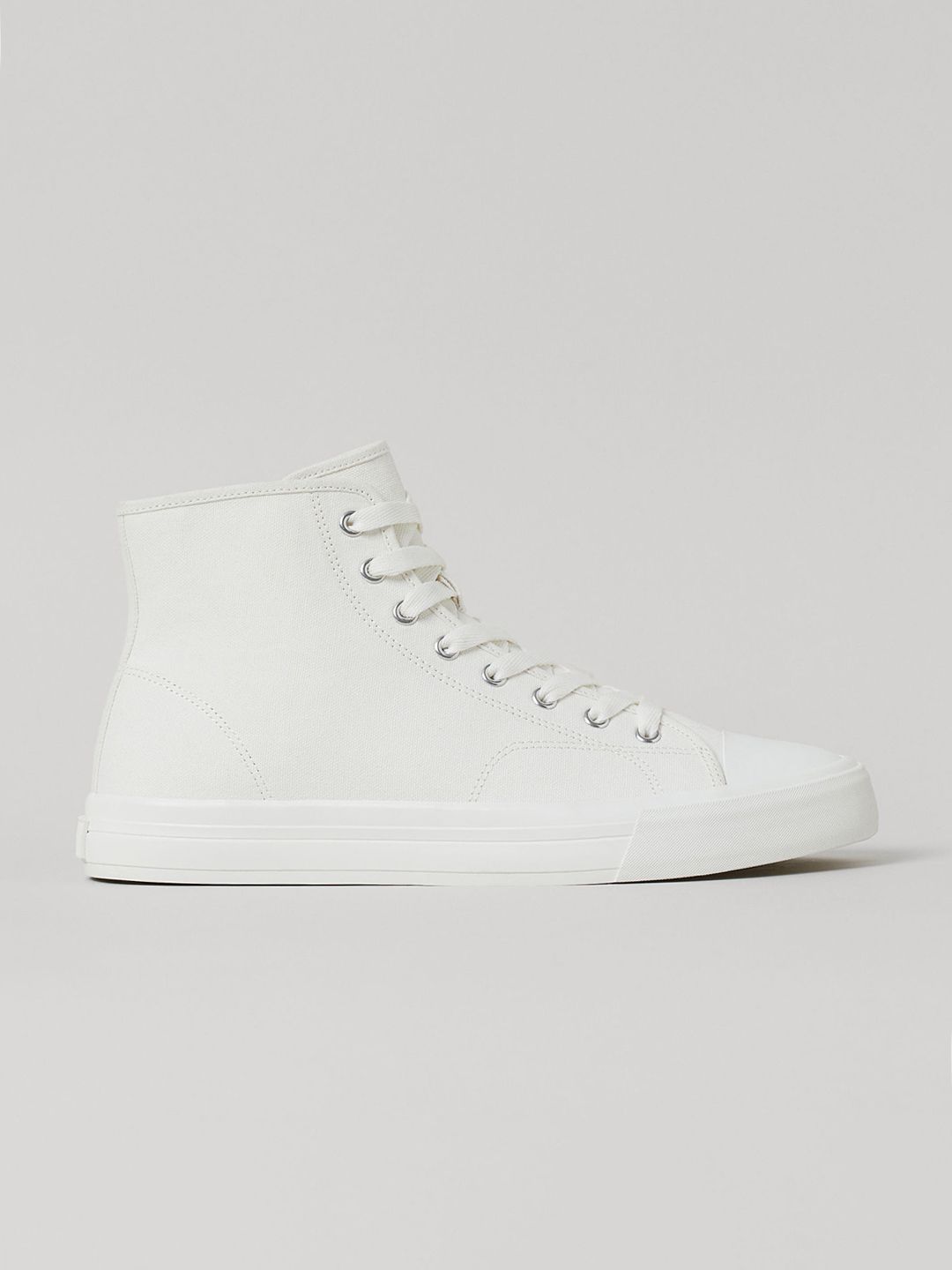 H&M Men White Canvas Hi-Top Trainers