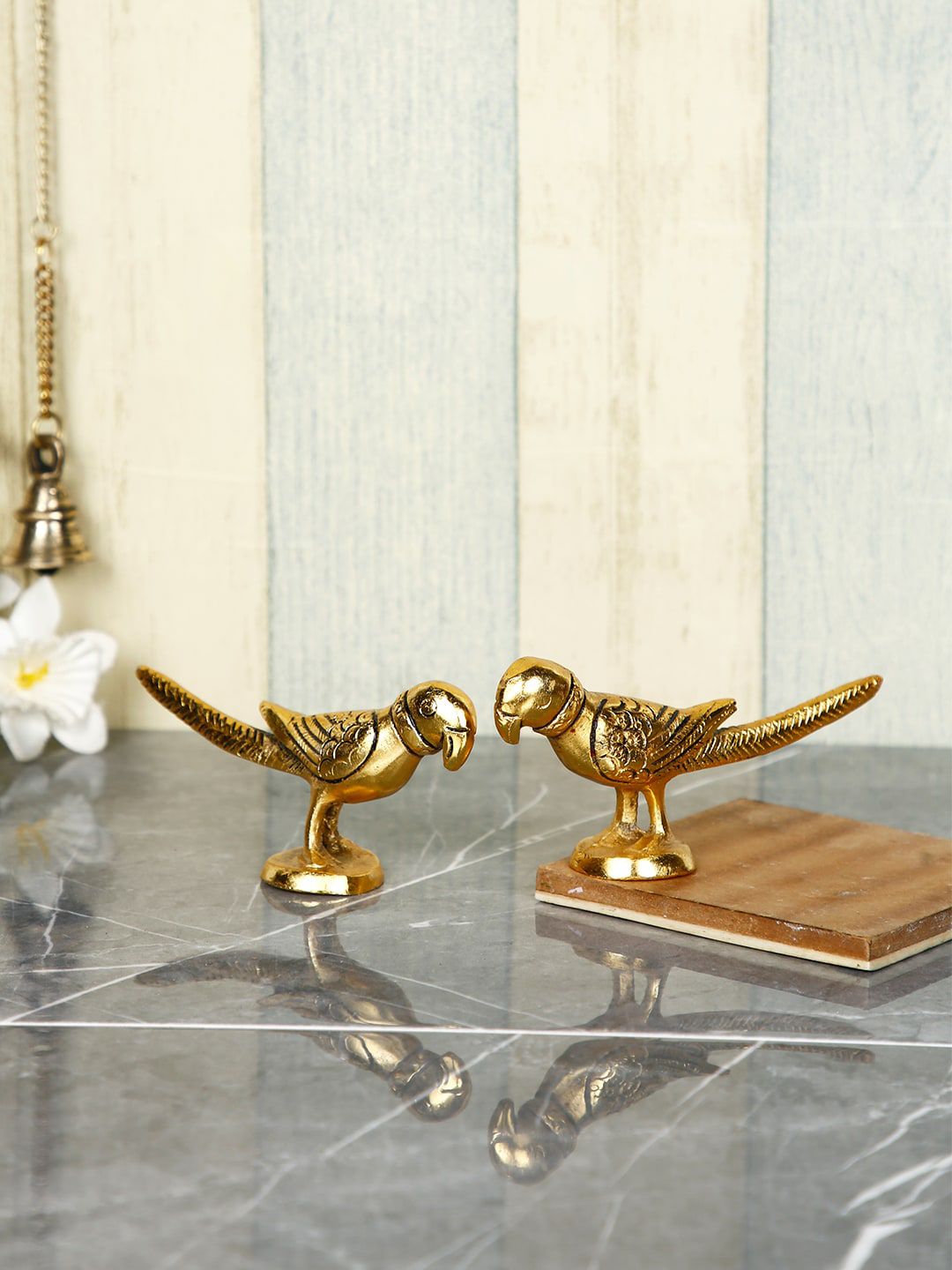 CraftVatika Gold-Toned Handcarfted Parrot Showpiece Price in India