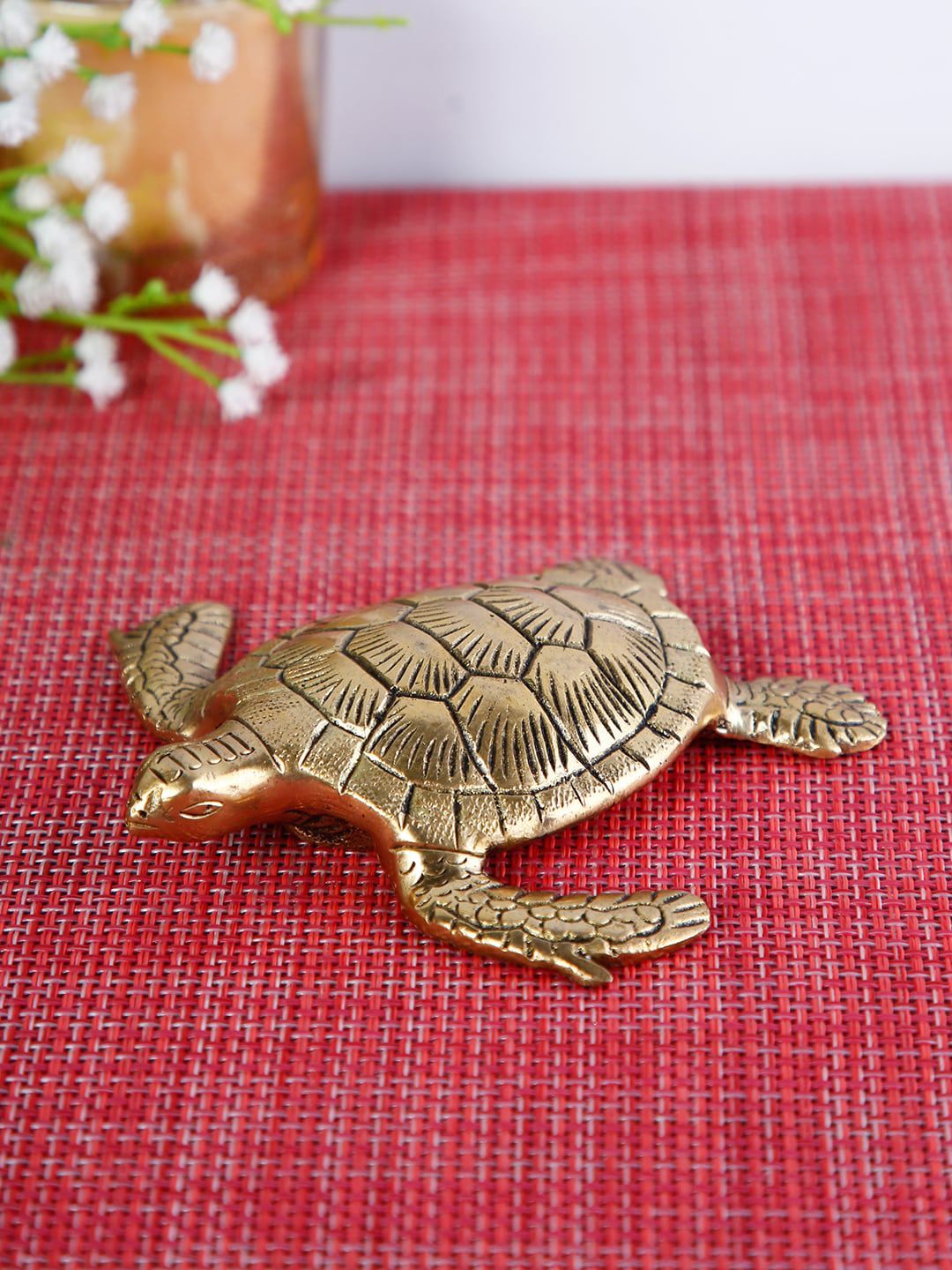 CraftVatika Gold-Toned Tortoise for Good Luck Showpiece Price in India