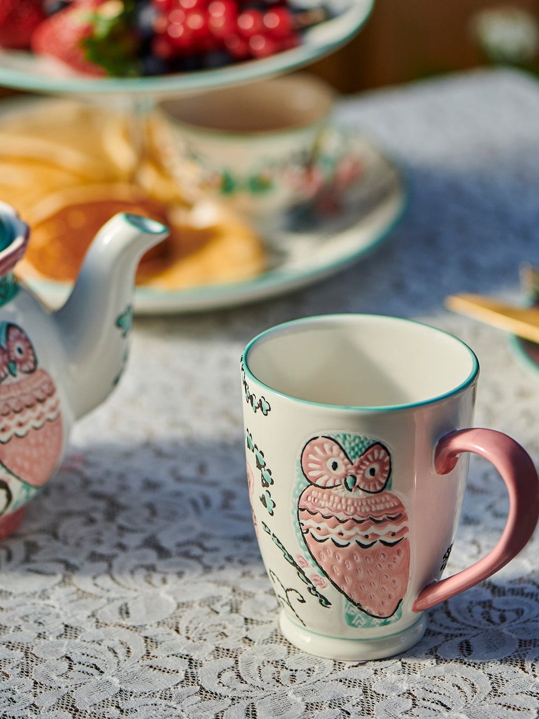 Chumbak Pink & BluePrinted Ceramic Mug Price in India