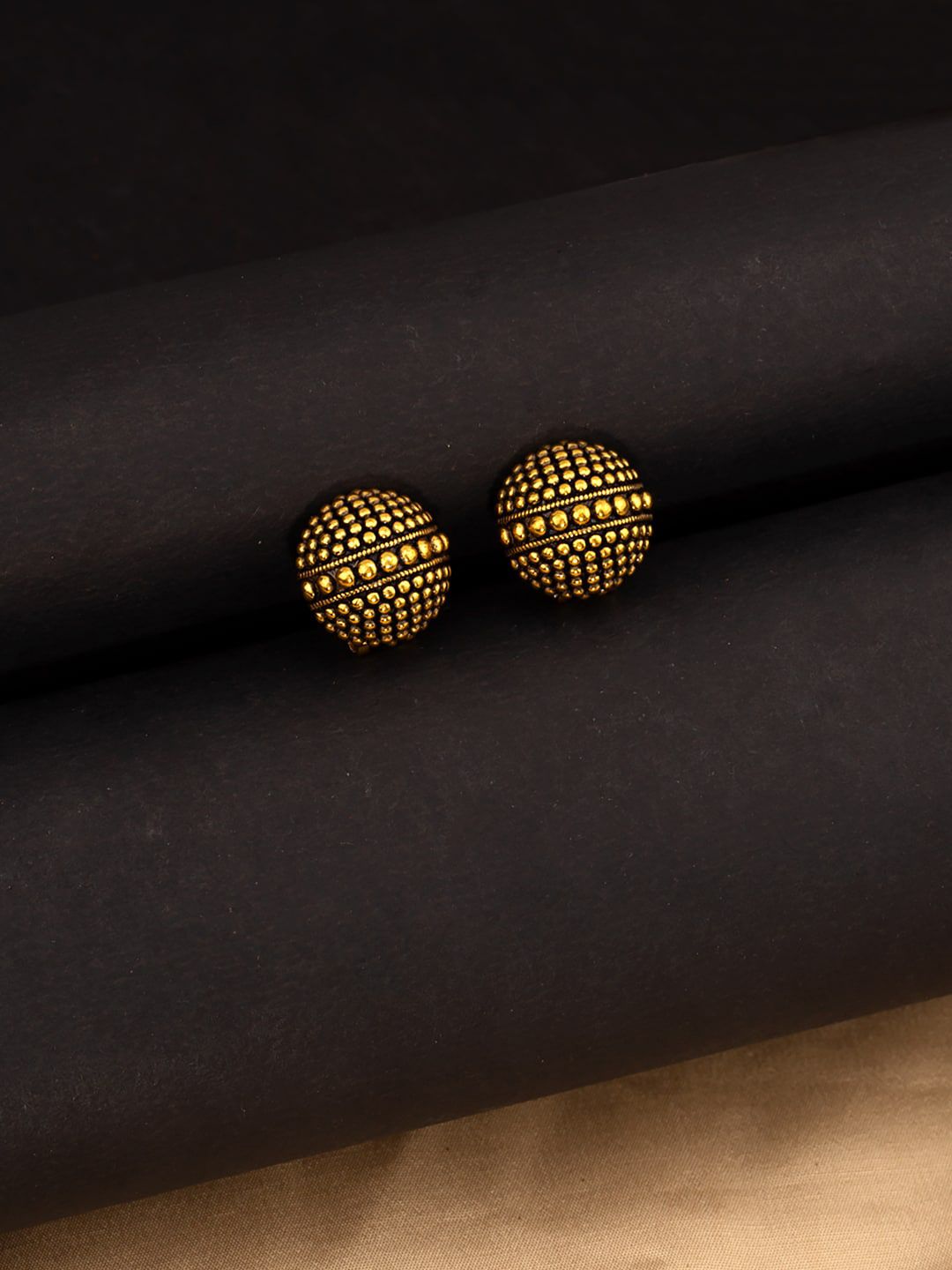 Studio Voylla Gold-Plated Oxidised Circular Studs Price in India