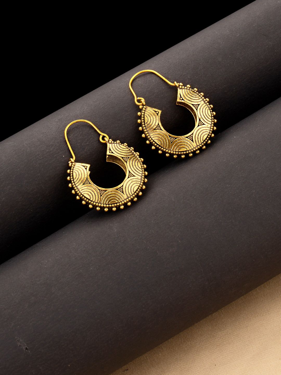 Studio Voylla Gold-Toned Contemporary Hoop Earrings Price in India