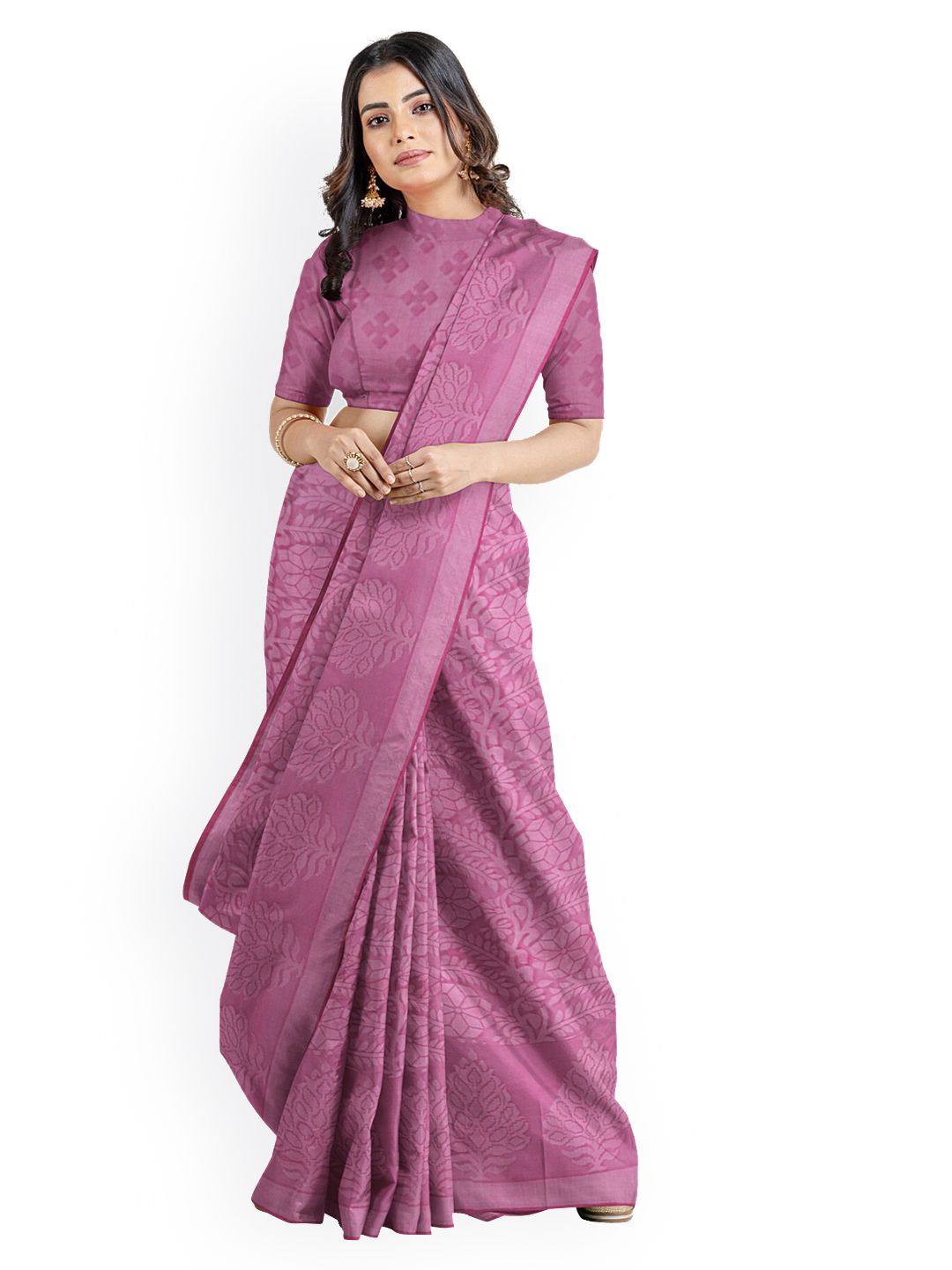 Kalamandir Pink Silk Blend Woven Design Banarasi Saree