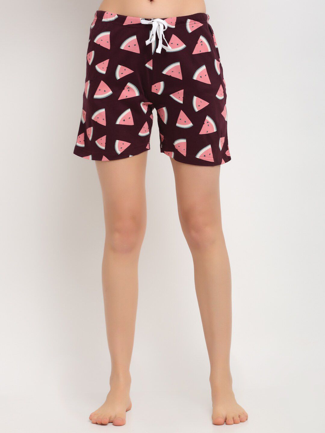 Kanvin Women Maroon  Printed Lounge Shorts Price in India