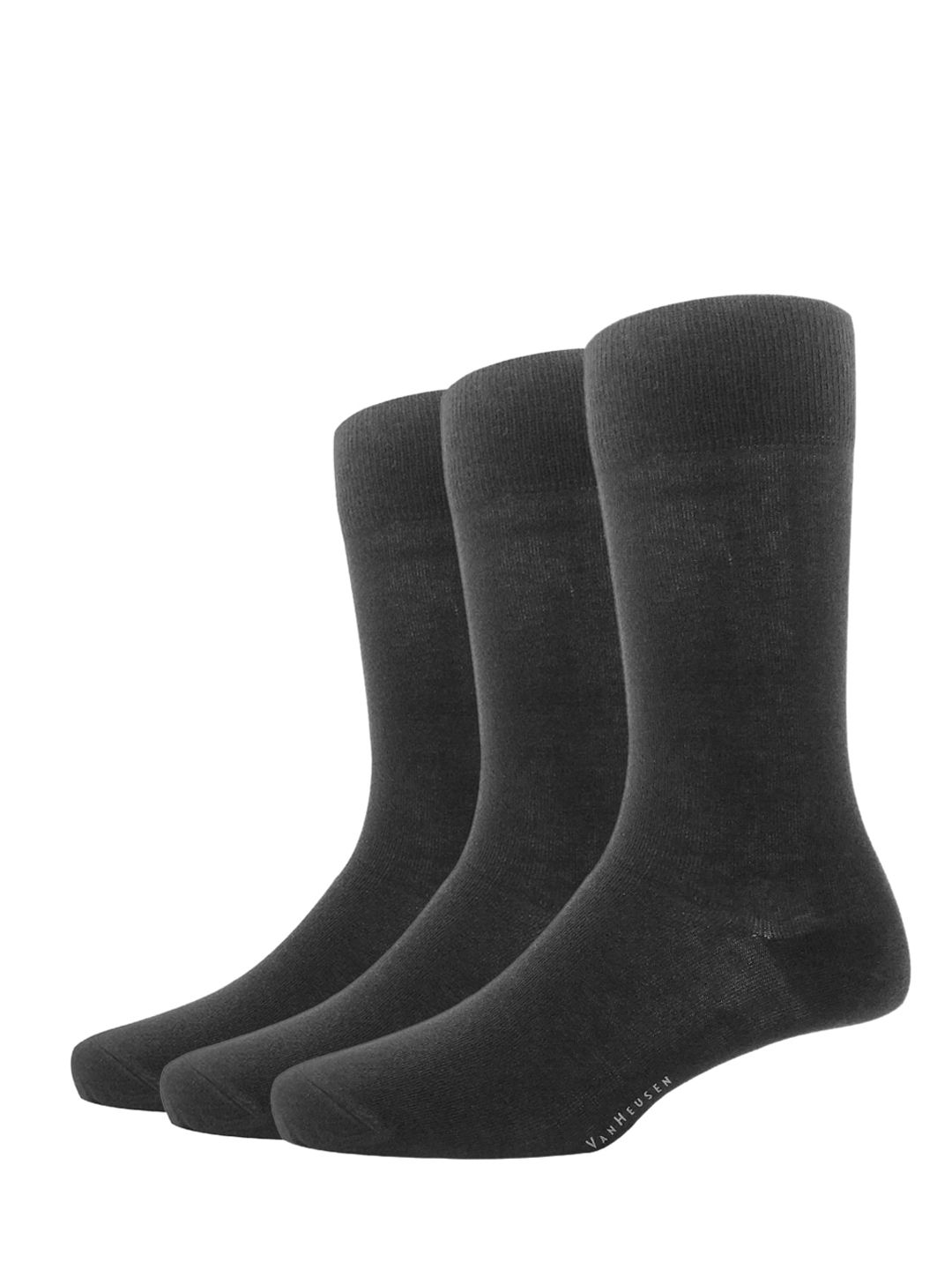 Van Heusen Men Pack Of 3 Black Solid Calf-Length Socks