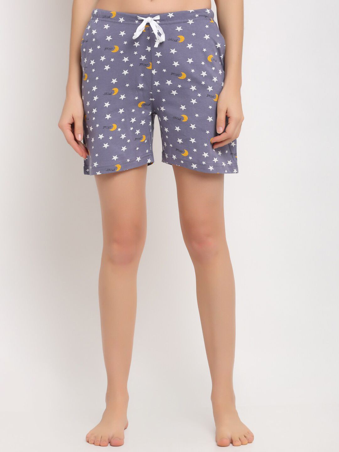 Kanvin Women Blue Printed Lounge Shorts Price in India