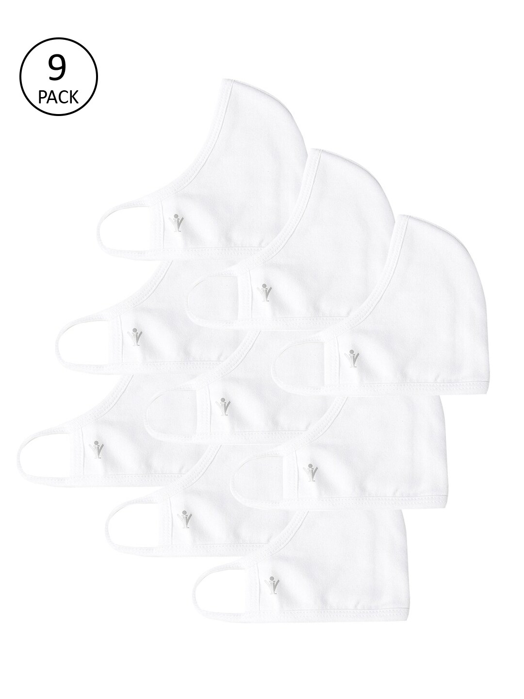 Ramraj Pack Of 9 White Solid 3-Ply Reusable Flexible Cloth Masks Price in India