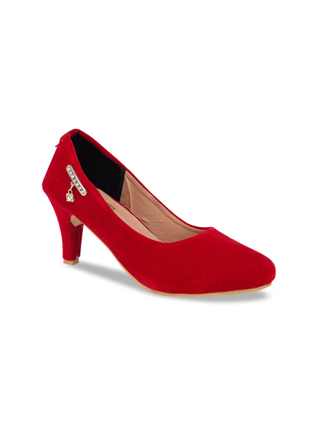 LONDON STEPS Women Red Suede Finish Solid Pumps Price in India