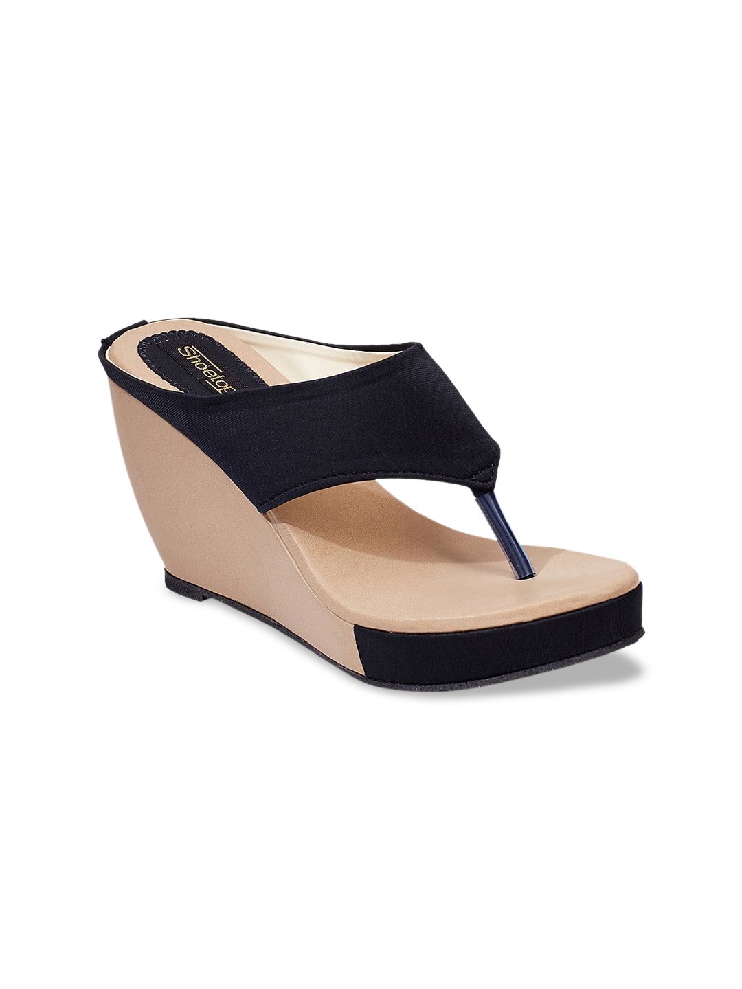 Shoetopia Women Black Solid Wedge Sandals Price in India