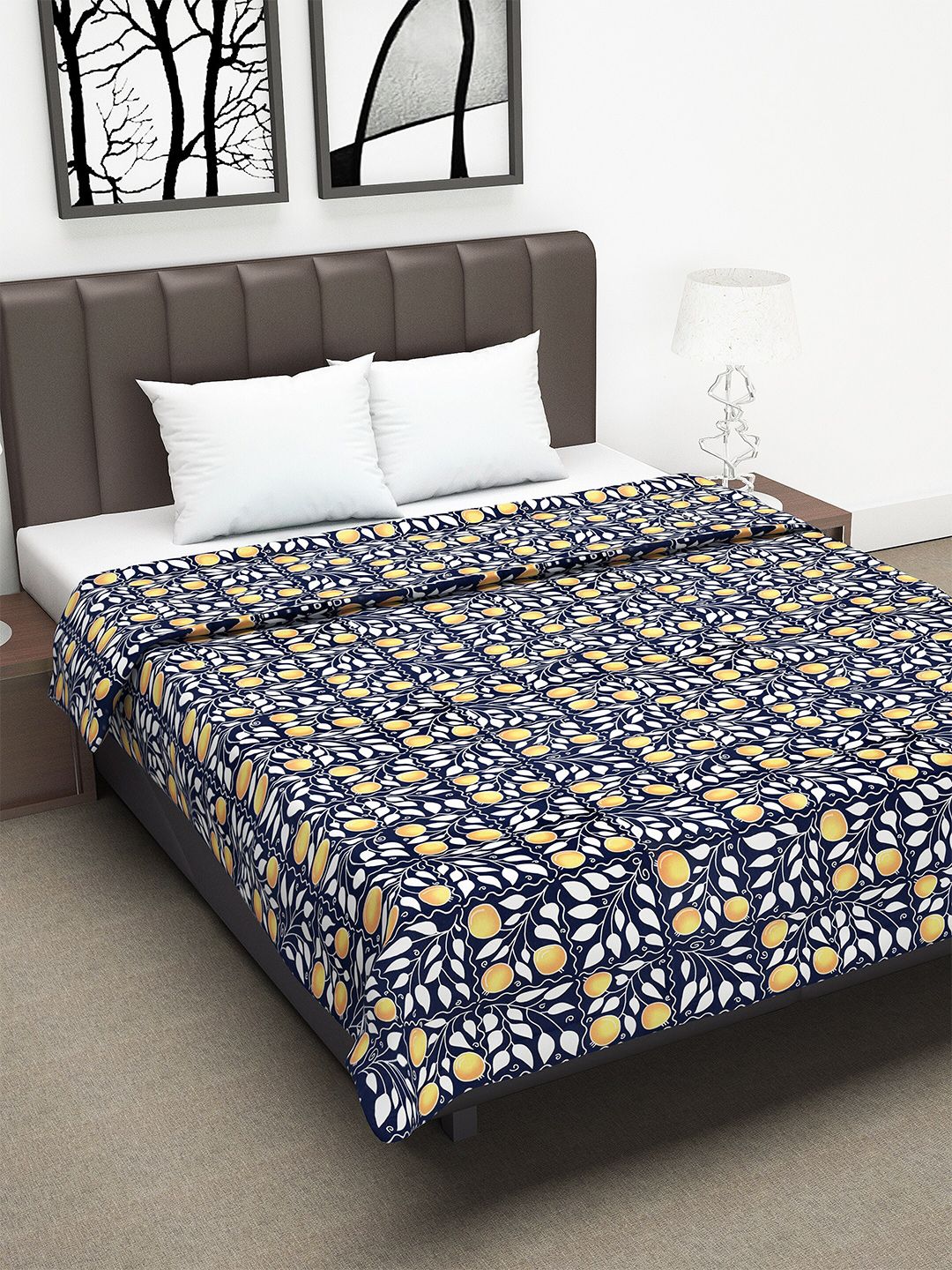 Divine Casa Unisex Navy Blue Abstract Printed 110 GSM AC Room Double Bed Dohar Price in India
