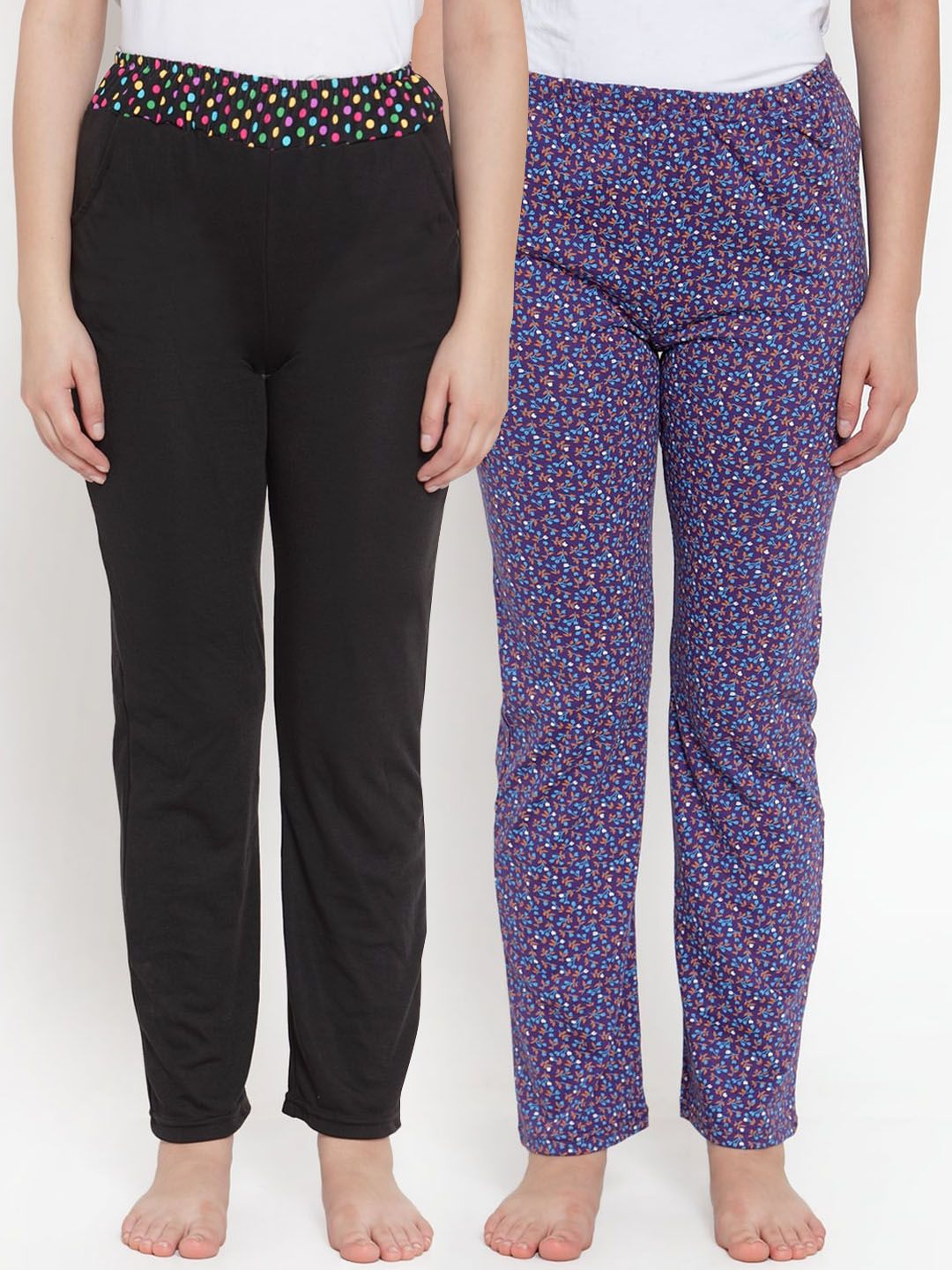 CUKOO Pack of 2 Women Black & Purple Lounge Pants Price in India