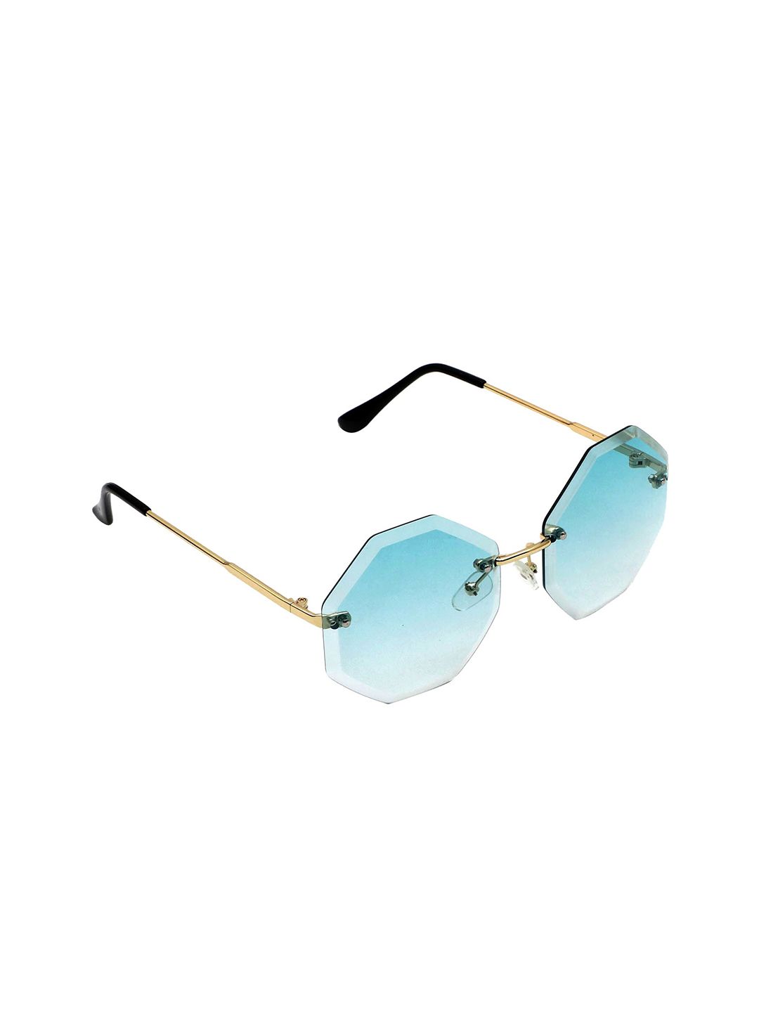 Floyd Women Blue Lens & Gold-Toned Round Sunglasses with UV Protected Lens Price in India