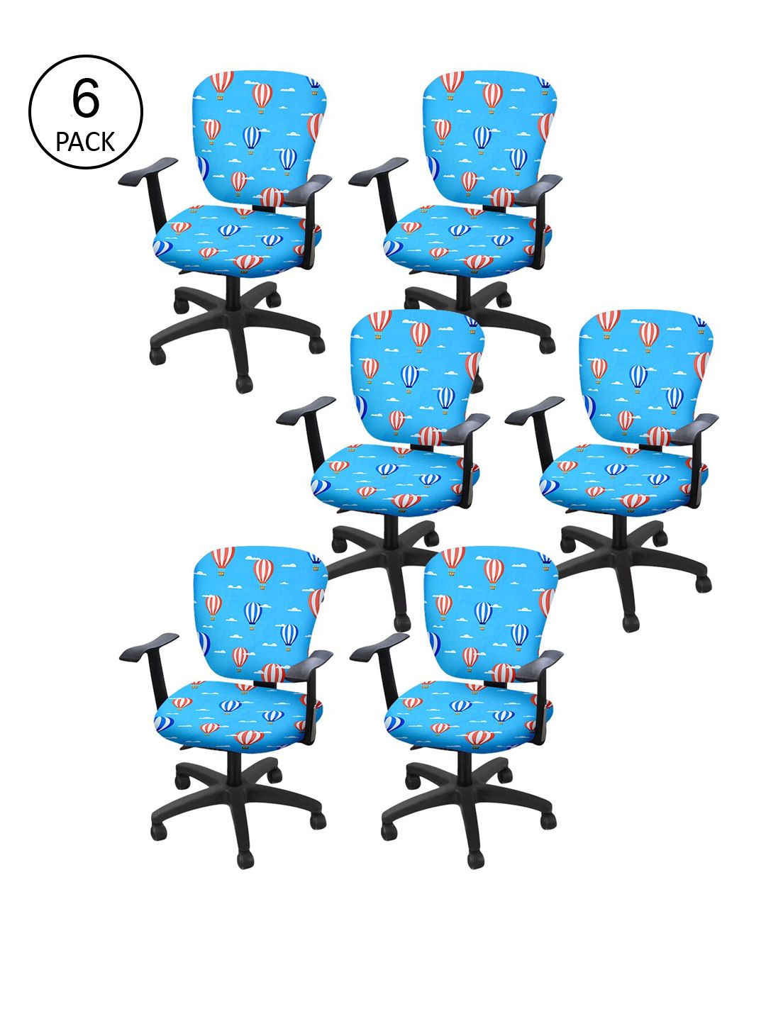 Cortina Set of 6 Blue & Orange Printed Chair Covers Price in India