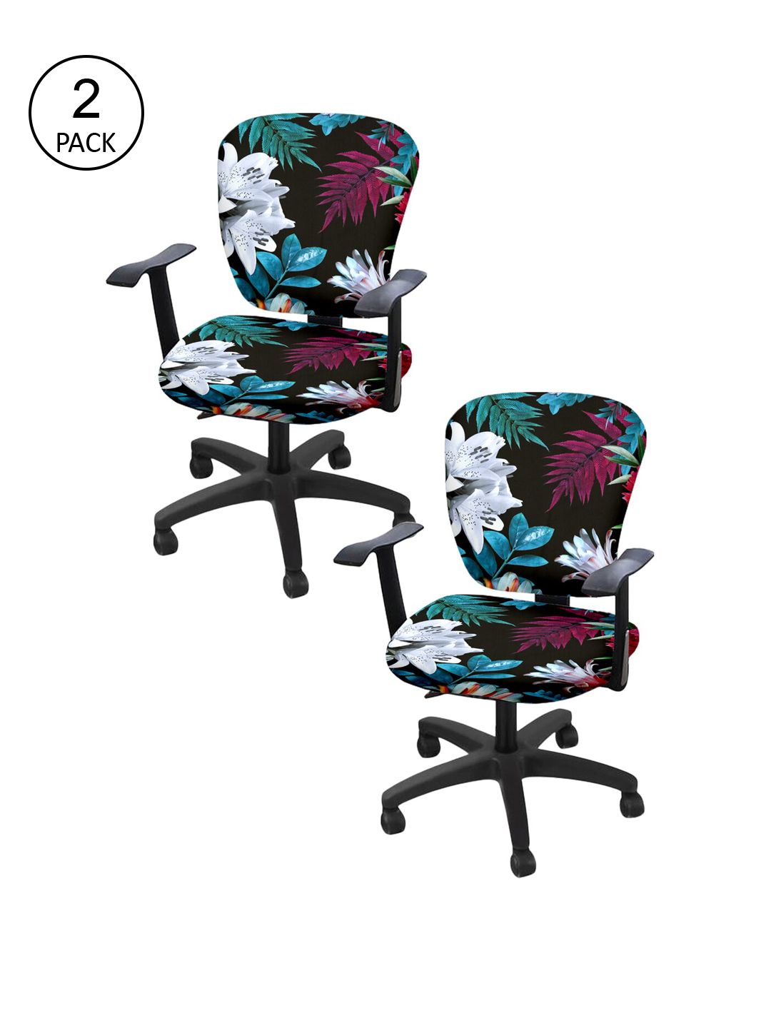 Cortina Set of 2 Black & Blue Printed Chair Covers Price in India