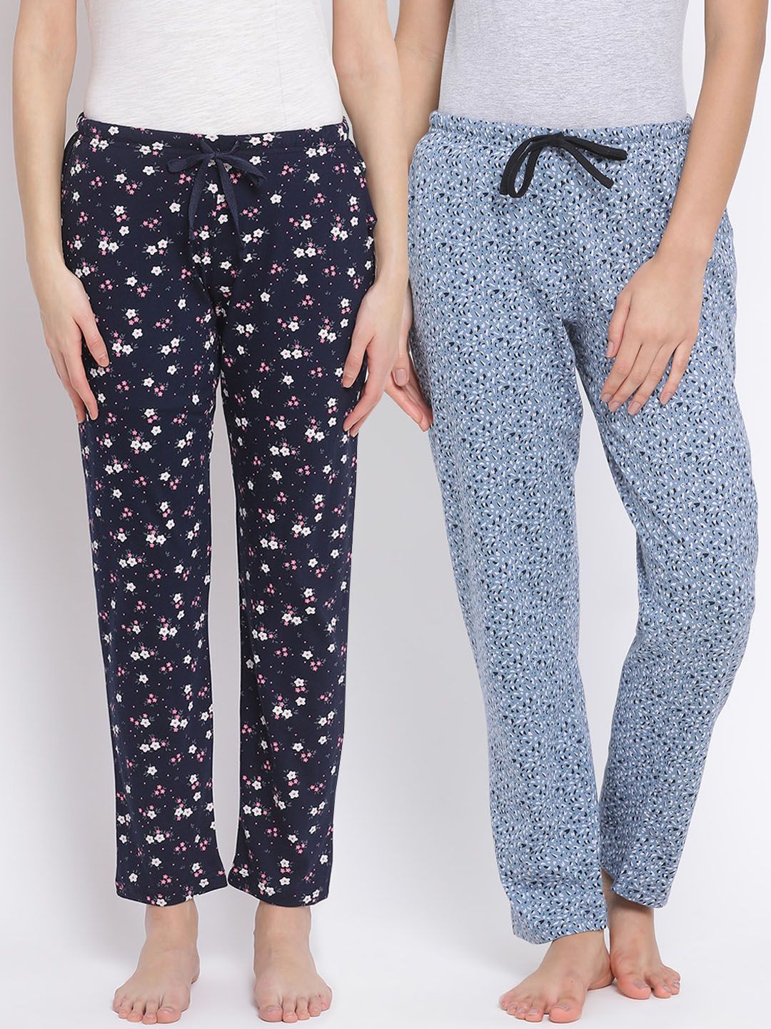 Kanvin Women Pack of 2 Printed Pure Cotton Lounge Pants Price in India