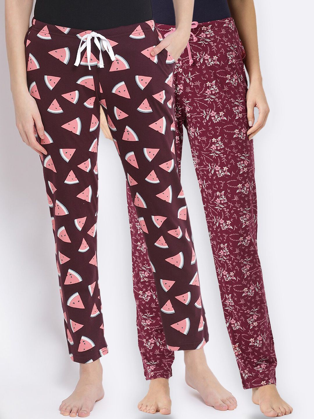 Kanvin Women Pack of 2 Printed Pure Cotton Lounge Pants Price in India