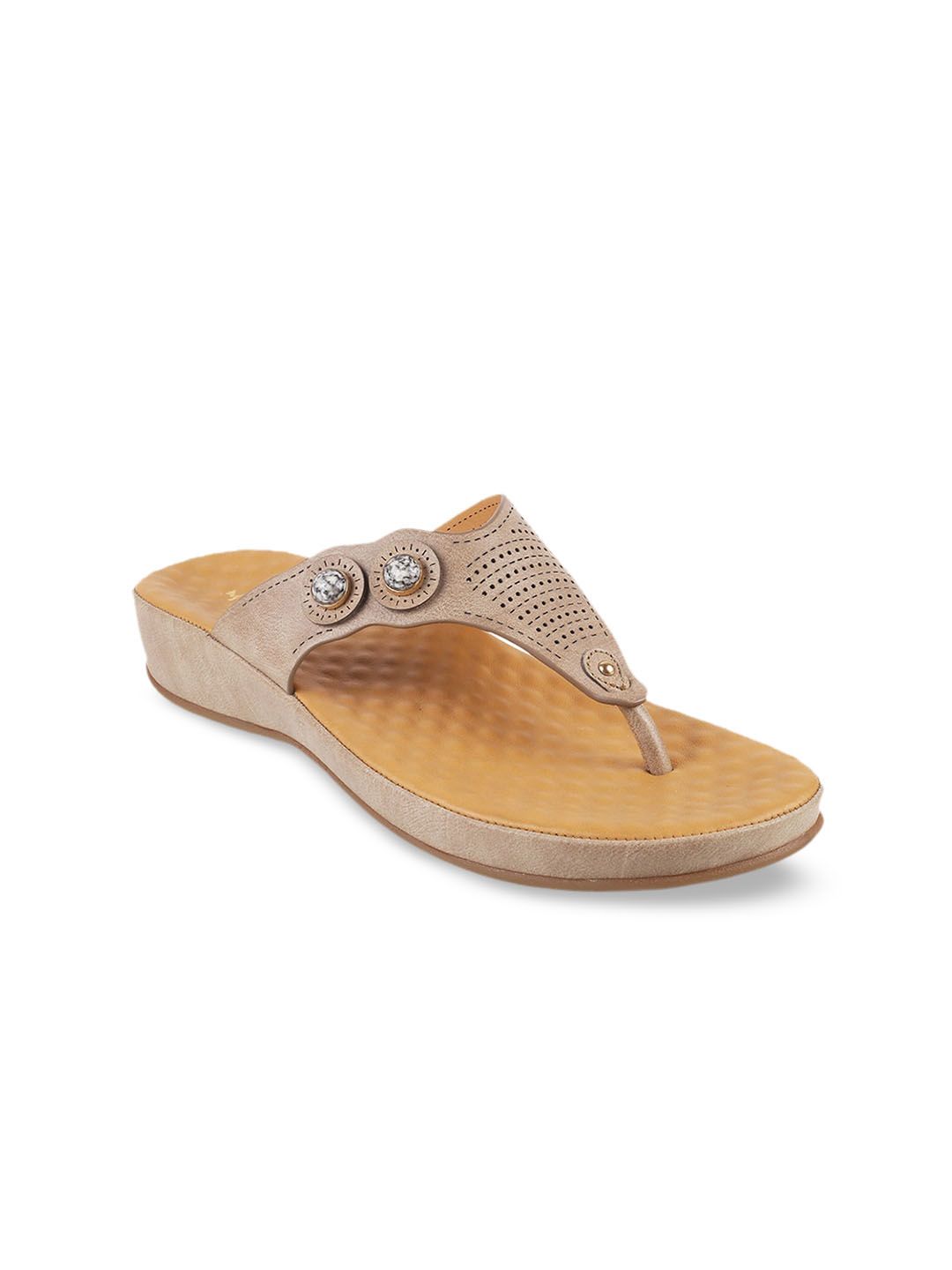 Mochi Women Tan Embellished Sandals Price in India