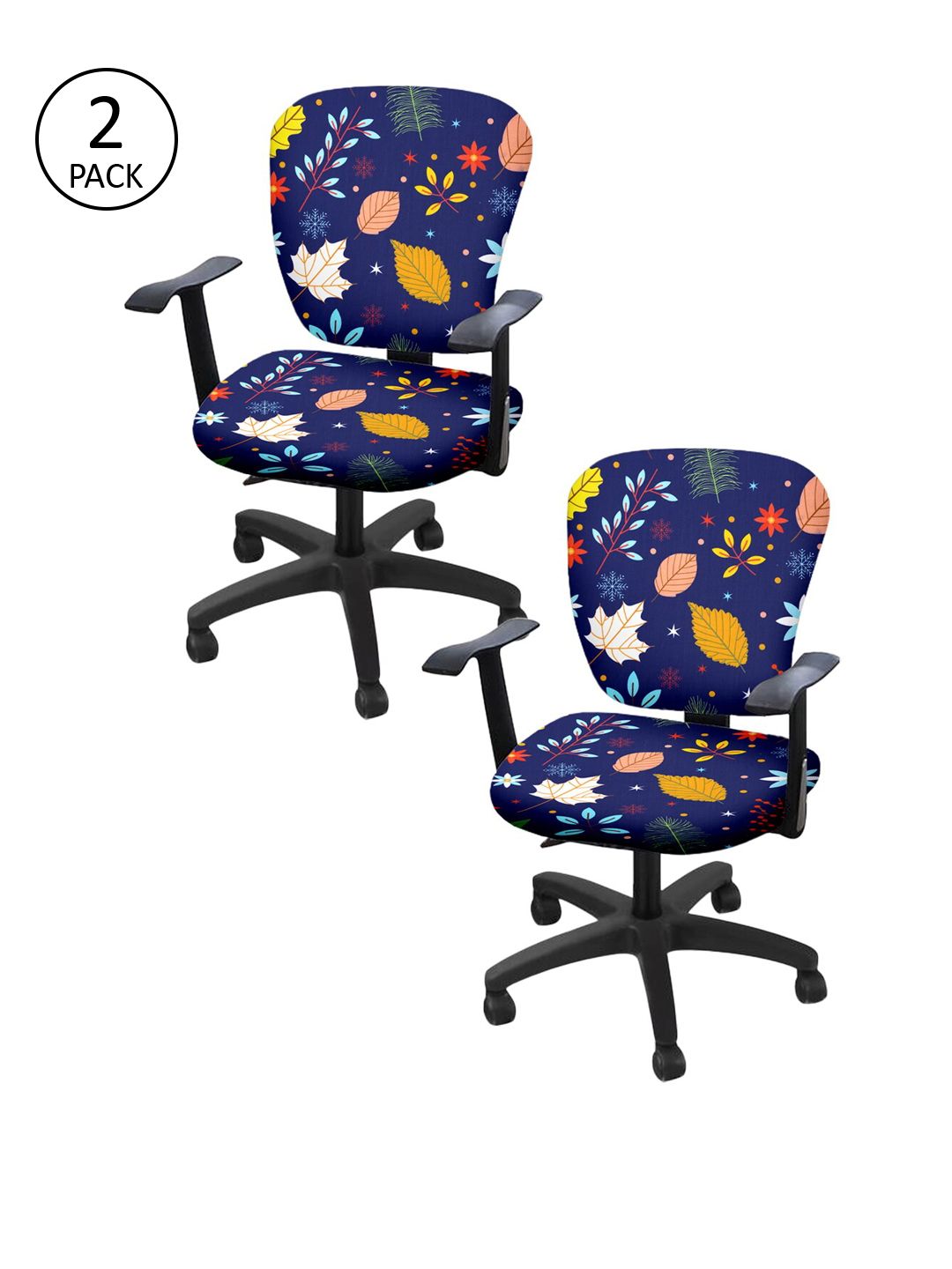 Cortina Set of 2 Navy Blue Printed Chair Covers Price in India