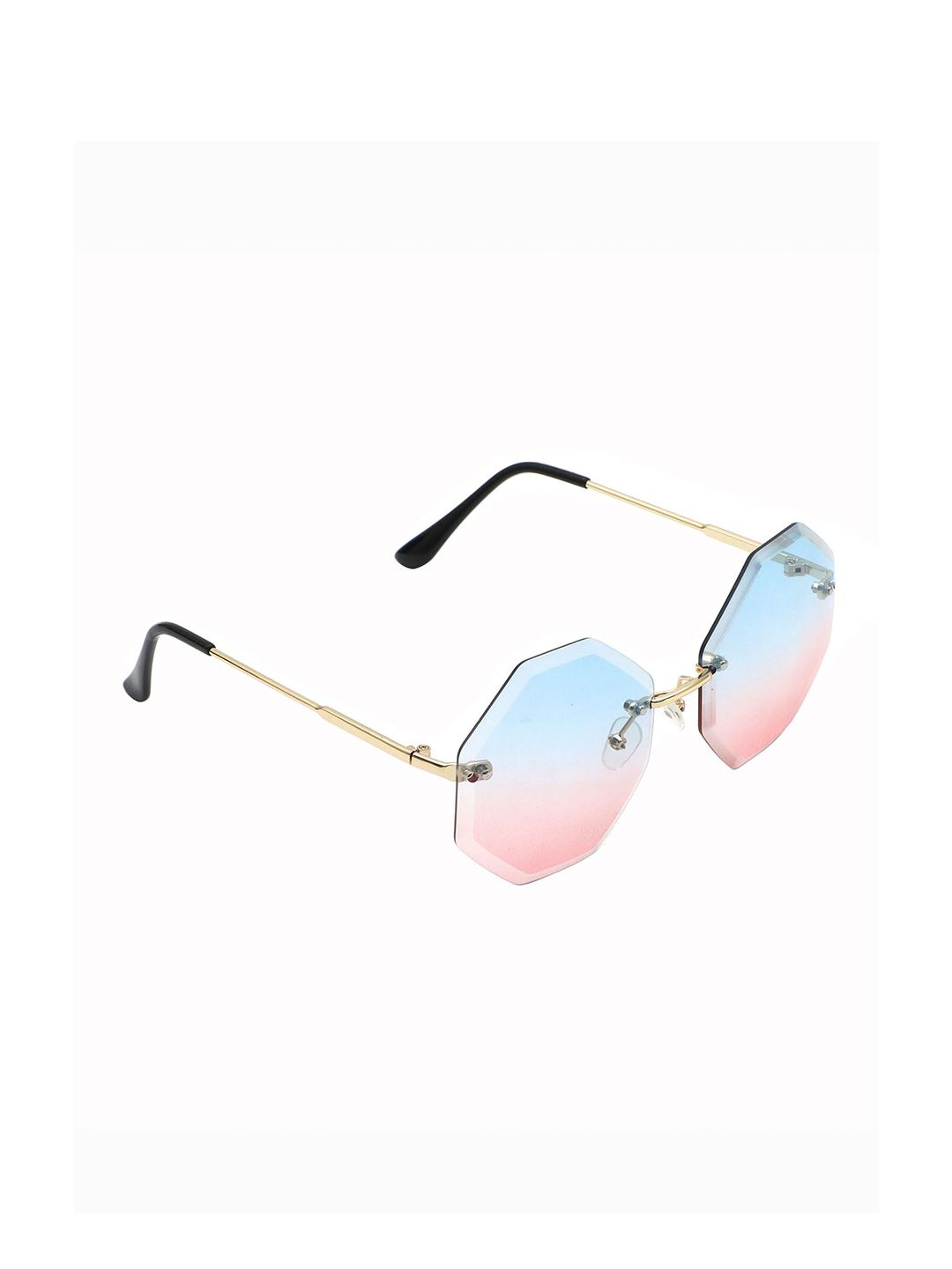 Floyd Women Blue Lens & Gold-Toned Round Sunglasses with UV Protected Lens RL3 Price in India