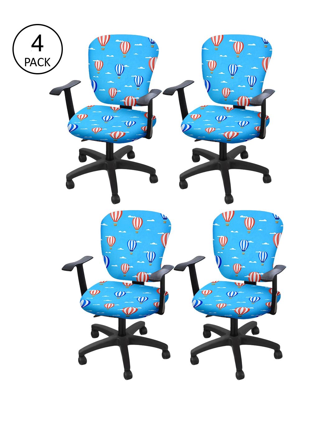 Cortina Set of 4 Blue & Orange Printed Chair Covers Price in India