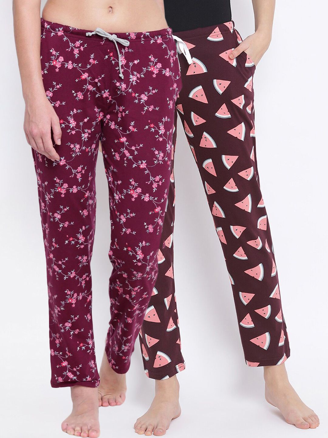 Kanvin Women Pack of 2 Printed Pure Cotton Lounge Pants Price in India