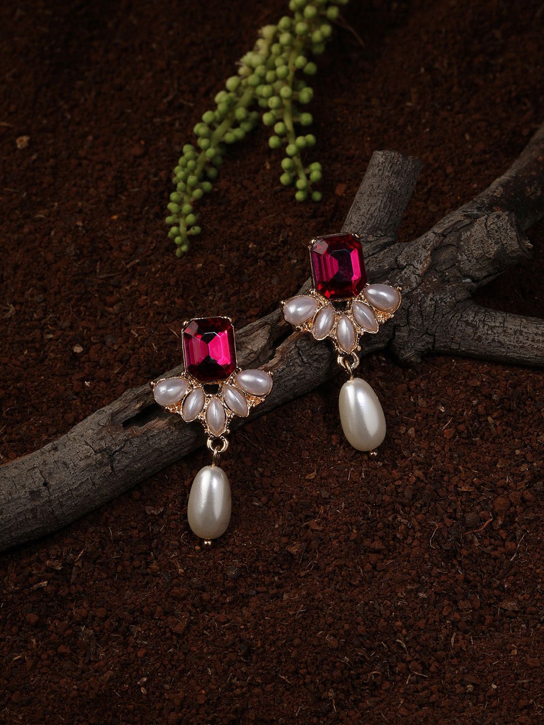 Accessorize Pink Contemporary Drop Earrings Price in India