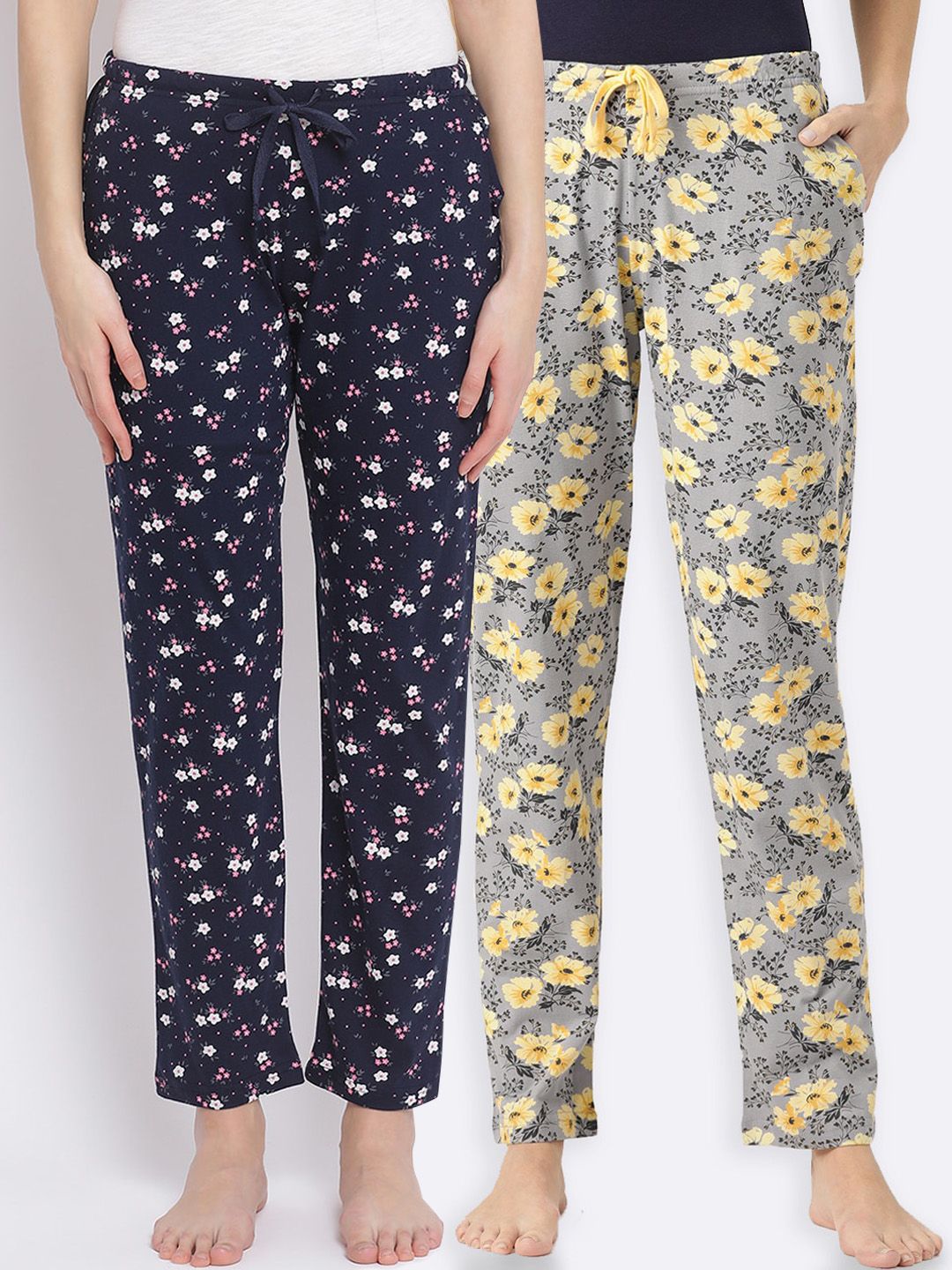 Kanvin Women Pack Of 2 Printed Pure Cotton Lounge Pants Price in India