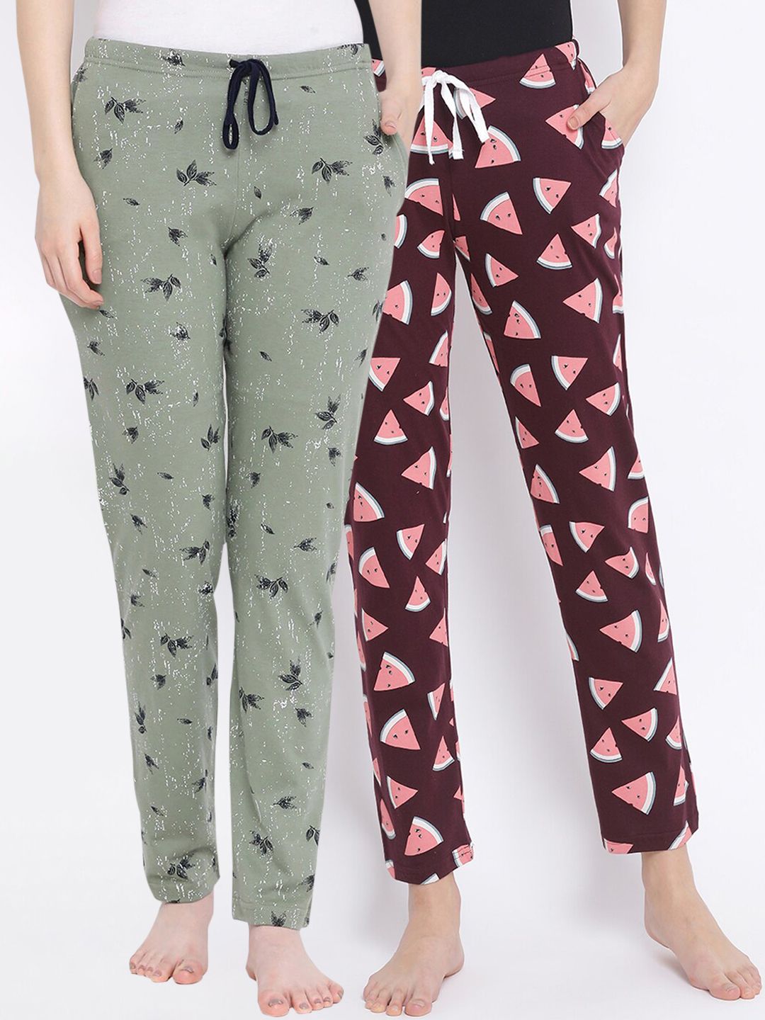 Kanvin Women Pack of 2 Printed Pure Cotton Lounge Pants Price in India