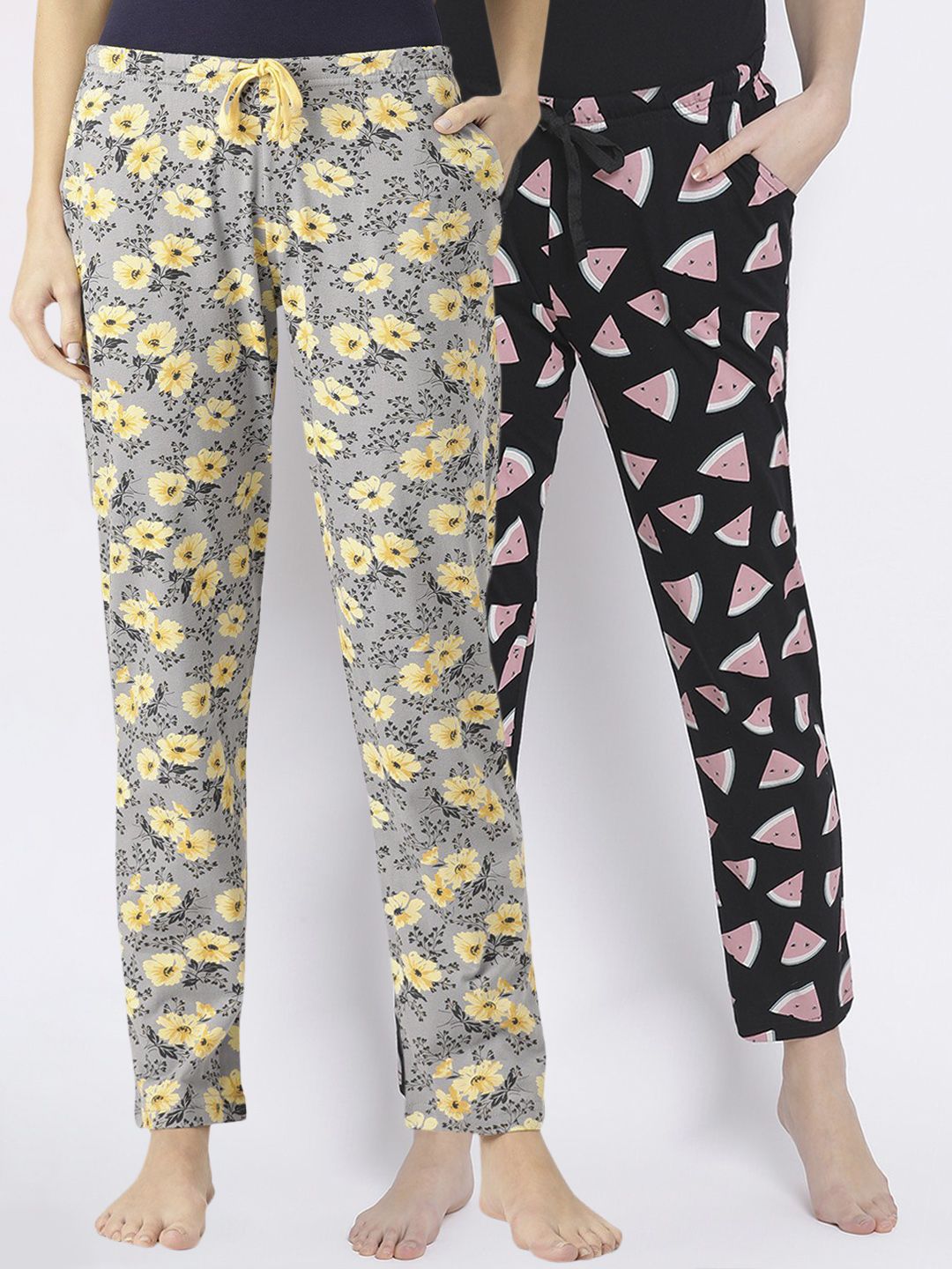 Kanvin Women Pack of 2 Printed Pure Cotton Lounge Pants Price in India