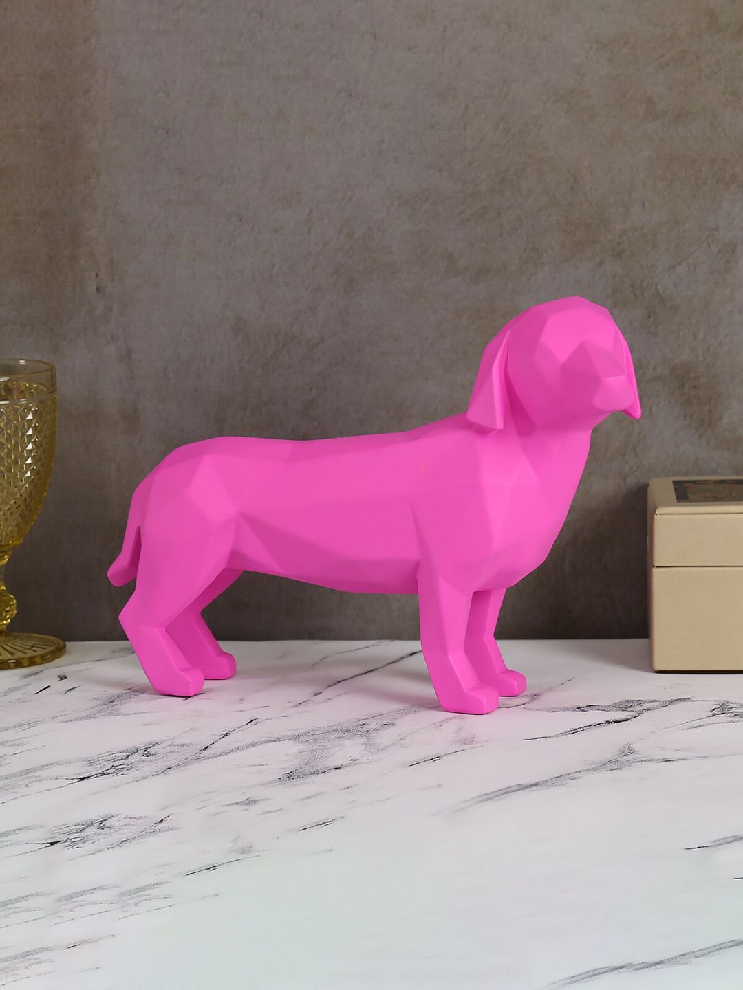 India Circus by Krsnaa Mehta Pink Solid Dachshund Figurine Showpiece Price in India