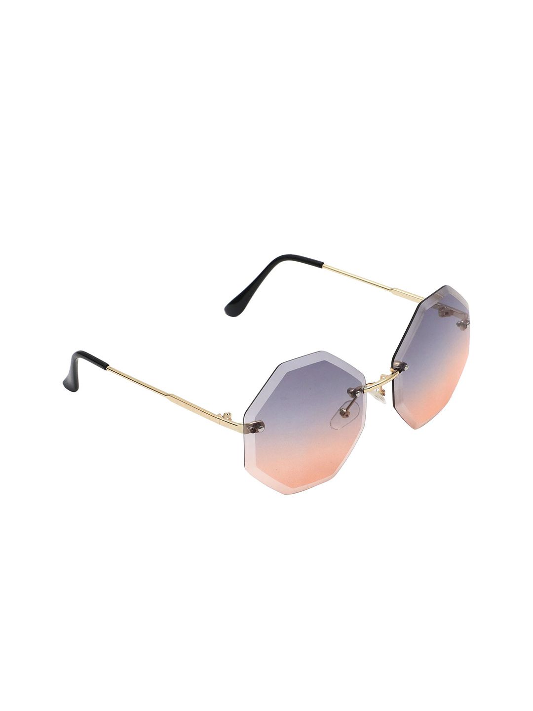 Floyd Women Grey Lens & Gold-Toned Oval Sunglasses with UV Protected Lens Price in India