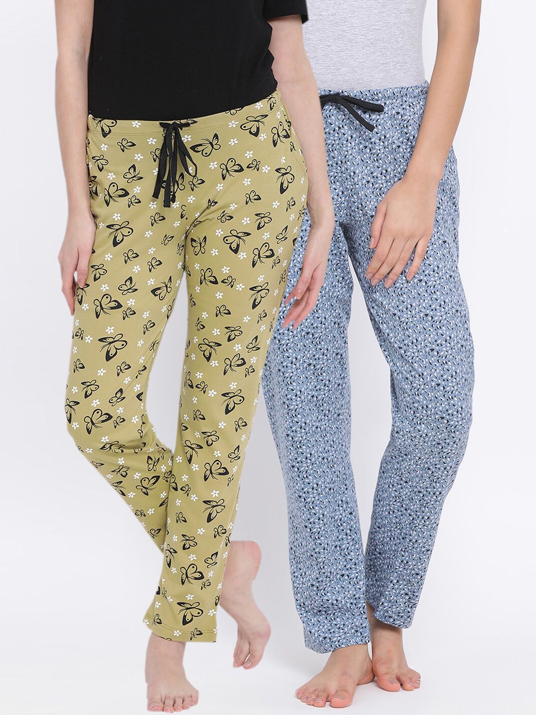 Kanvin Women Pack of 2 Printed Pure Cotton Lounge Pants Price in India