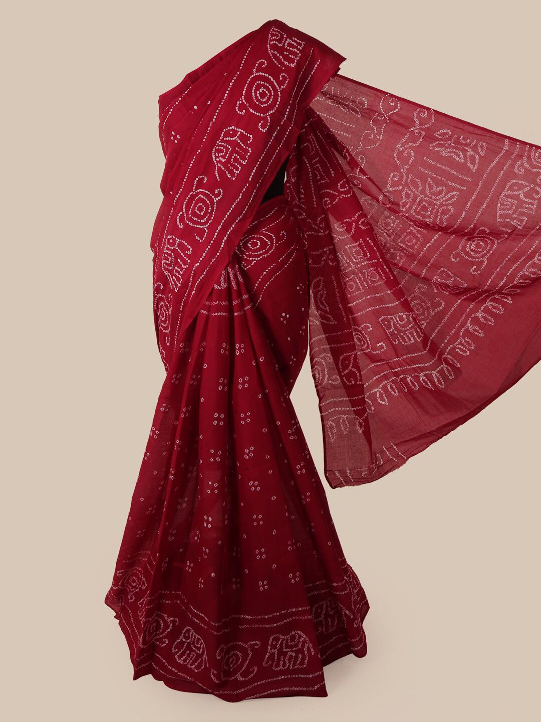 Pothys Maroon Printed Cotton Blend Saree