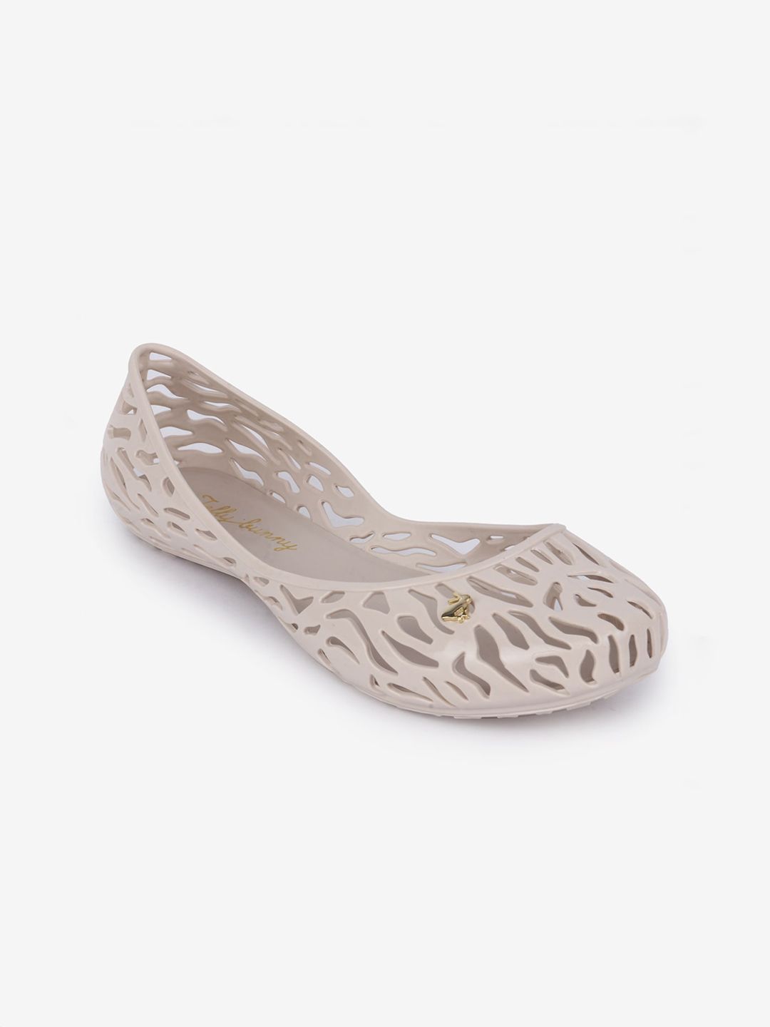 Jelly Bunny Women Off White Printed Leather Ballerinas Flats